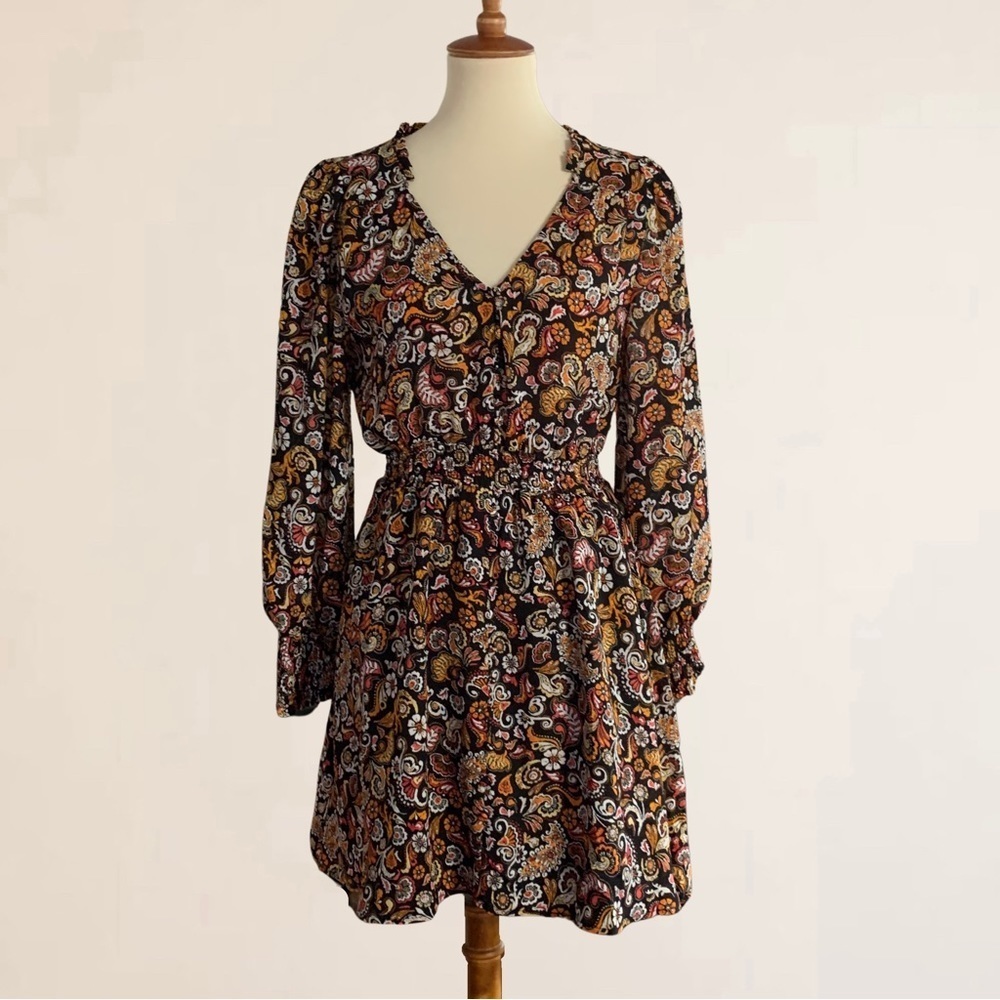 BB Dakota x Steve Madden Asheville Petal Paisley Long Sleeve Mini Dress Size M